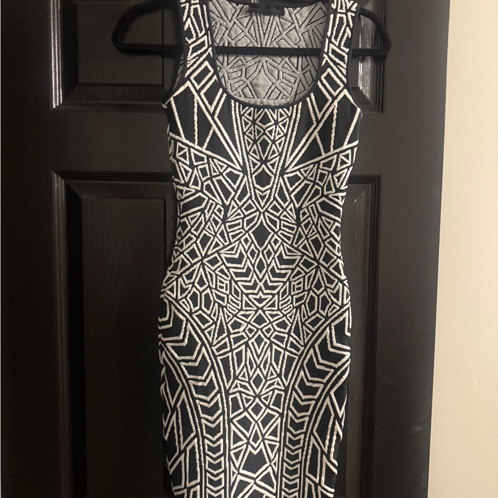 RVN Geometric Black and White Dress